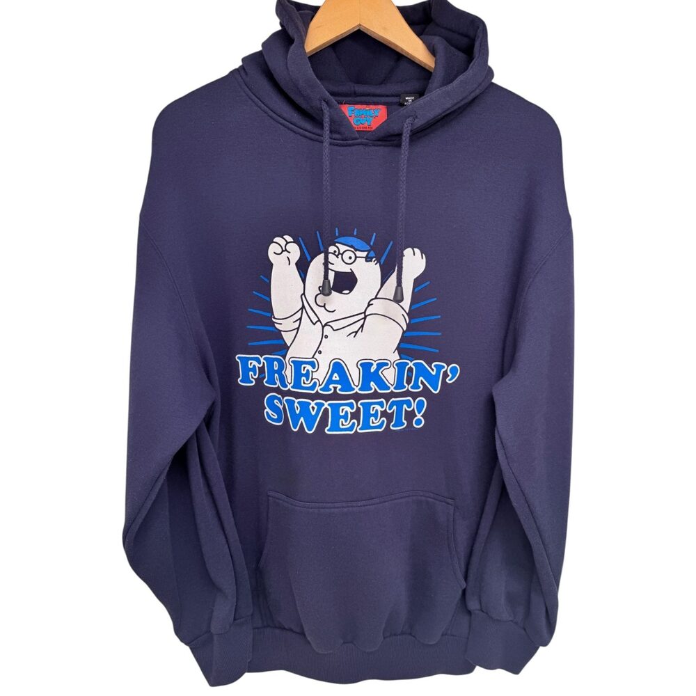 Family Guy Peter Griffin Pullover Hoodie Men's M Navy Blue FREAKIN' SWEET!